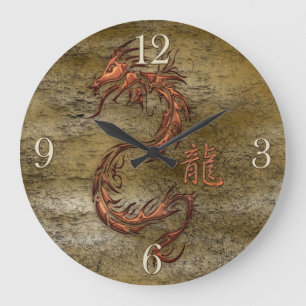 Redondo Grande Reloj asiático oriental del diseñador del dragón