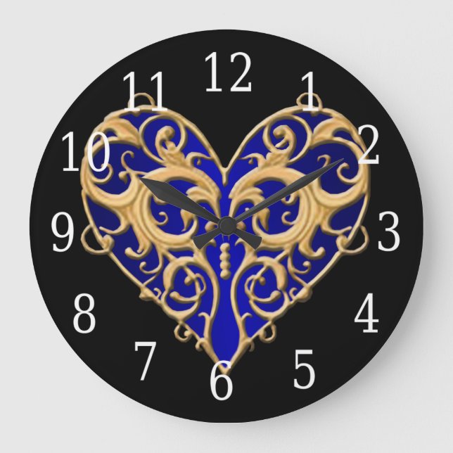 Redondo Grande Reloj azul de corazón filigrí (Anverso)