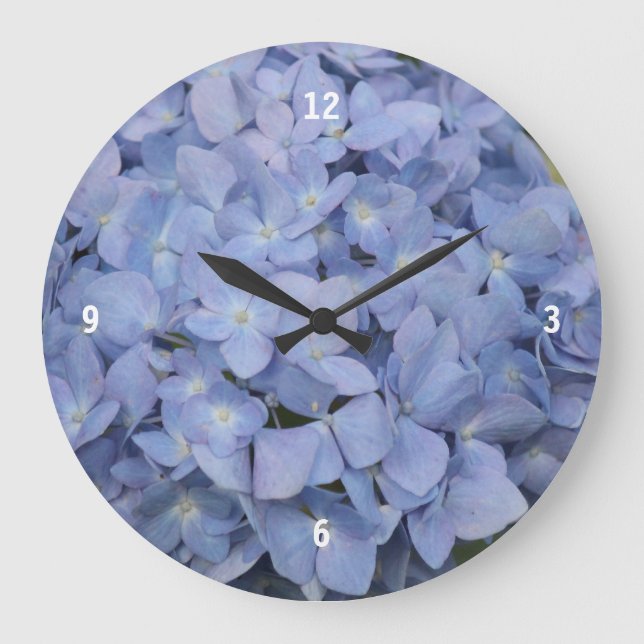 Redondo Grande Reloj azul de hidrangea (Anverso)