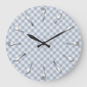 Redondo Grande Reloj azul de la cocina de la guinga - país