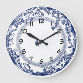 Redondo Grande reloj azul de la placa de Delft del vintage bonito