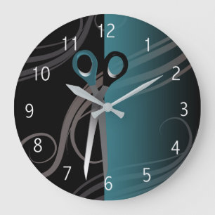 Redondo Grande reloj azul elegante del salón de pelo