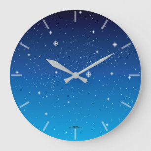 Redondo Grande Reloj azul profundo del cielo estrellado