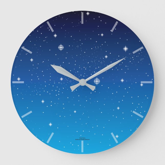 Redondo Grande Reloj azul profundo del cielo estrellado (Anverso)