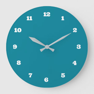 Redondo Grande Reloj Azul Teal Elige tu Color y Fuentes de Número