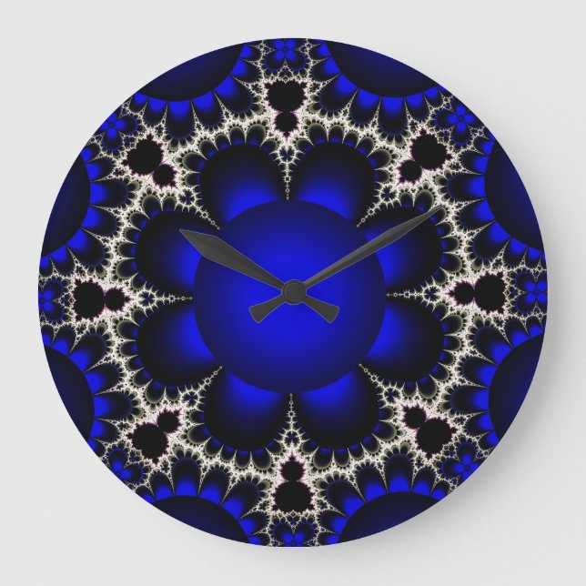Redondo Grande Reloj azulado/negro de Ar fractal (Anverso)