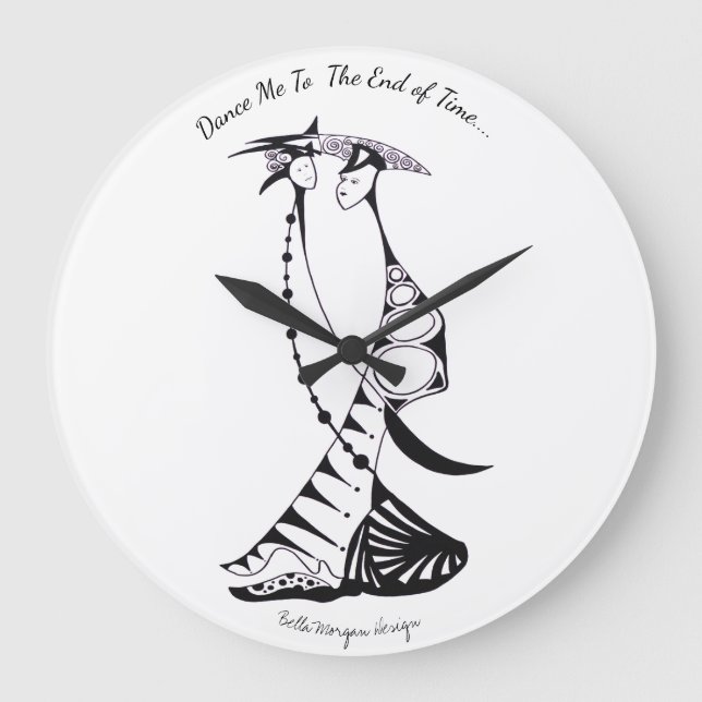 Redondo Grande Reloj blanco con pareja bailarina (Anverso)