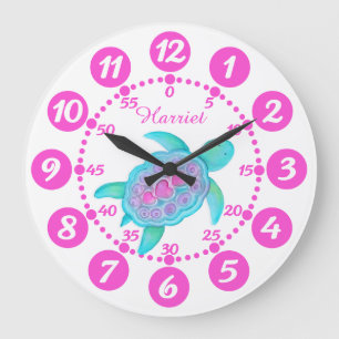 Redondo Grande Reloj blanco rosado de arte en el corazón de la to