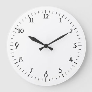 Redondo Grande Reloj blanco simple con números negros