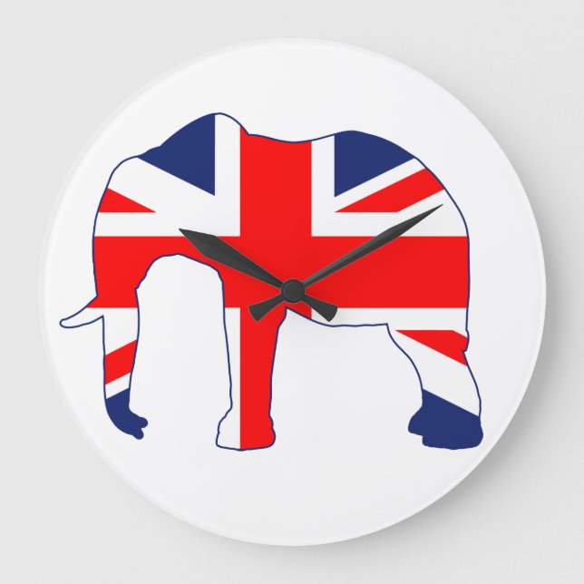 Redondo Grande Reloj británico del elefante de Union Jack (Anverso)