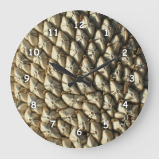 Redondo Grande Reloj - Cabeza de girasol seco