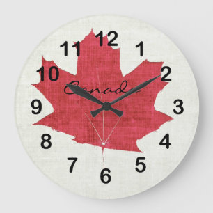Redondo Grande reloj canadiense rojo de la hoja de arce