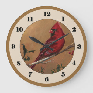 Redondo Grande Reloj cardinal, reloj del pájaro de estado de Ohi
