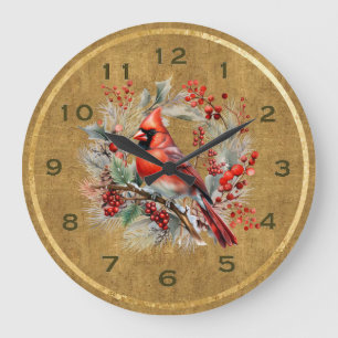 Redondo Grande Reloj Cardinal Rojo y Oro