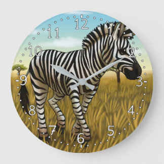 Redondo Grande Reloj cebra pequeña