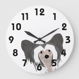 Redondo Grande Reloj chino de perro con cresta