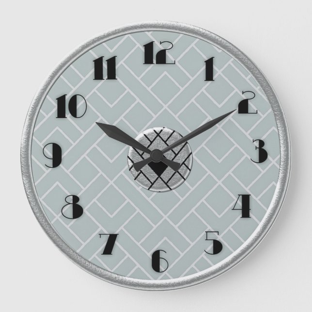 Redondo Grande Reloj circular de plata/gris Art Deco (LGE) (Anverso)