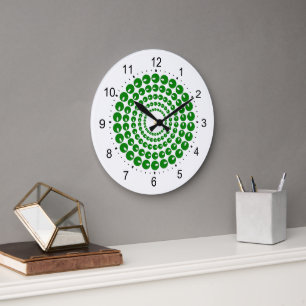 Redondo Grande Reloj - Círculos Concéntricos verdes de cuentas