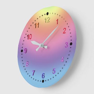 Redondo Grande Reloj - colores del arco iris