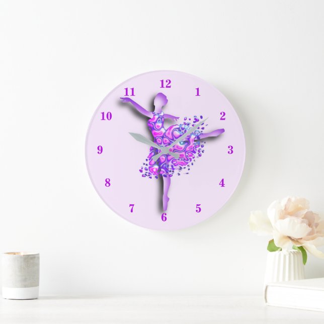 Redondo Grande Reloj con Bailarina en Morado (Hogar)