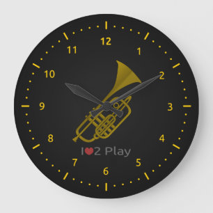 Redondo Grande Reloj con ilustración de una trompeta
