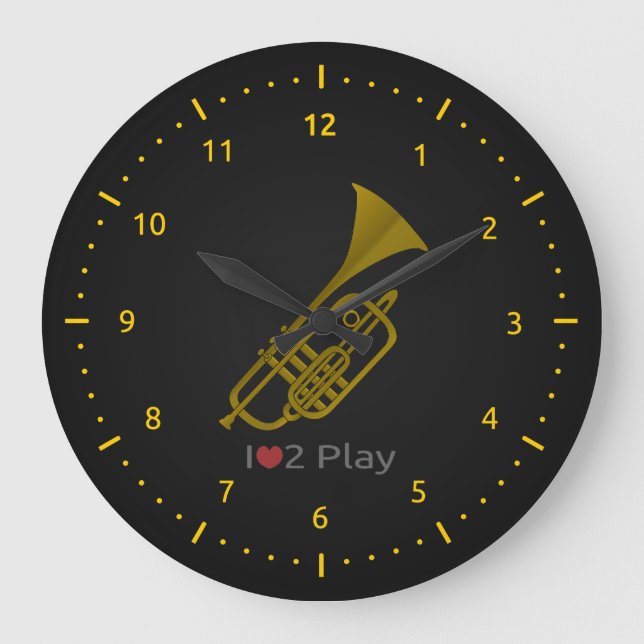 Redondo Grande Reloj con ilustración de una trompeta (Anverso)