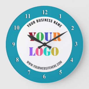 Redondo Grande Reloj con logotipo de su empresa y texto personali