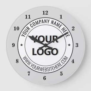Redondo Grande Reloj con logotipo de su empresa y texto personali