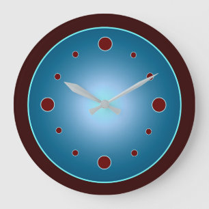 Redondo Grande Reloj con números de mancha roja y azul atmosféric