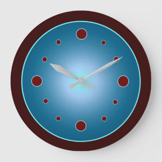 Redondo Grande Reloj con números de mancha roja y azul atmosféric