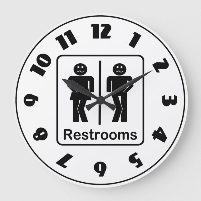 Redondo Grande Reloj con señal de baños (Anverso)