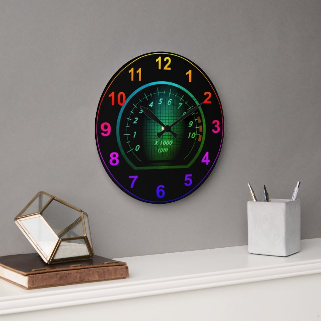Redondo Grande Reloj con temas de automóvil personalizable (Oficina)