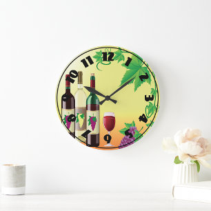 Redondo Grande Reloj con vino y uvas