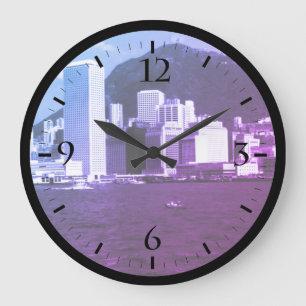 Redondo Grande Reloj con vista a rascacielos de la bahía de Hong 