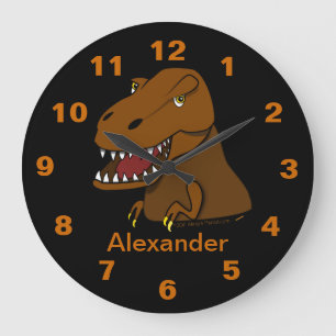 Redondo Grande Reloj conocido personalizado dinosaurio de Rex del
