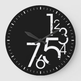 Redondo Grande reloj contemporáneo de pared en blanco y negro