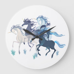 Redondo Grande Reloj corriente de los unicornios