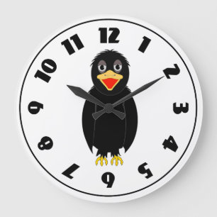 Redondo Grande Reloj Cuervo Negro