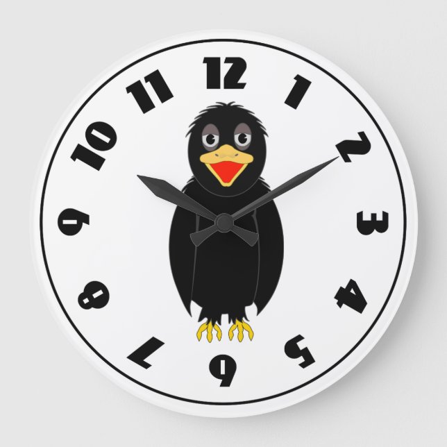 Redondo Grande Reloj Cuervo Negro (Anverso)