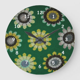 Redondo Grande Reloj - Daisies afganos