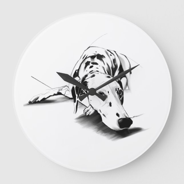 Redondo Grande Reloj dálmata - Arte canino (Anverso)