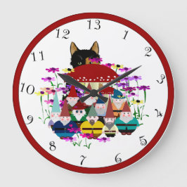 Redondo Grande Reloj de 13 horas de Gnomes