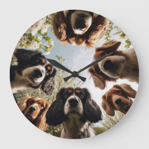 Redondo Grande Reloj de abono de mascota Funny Perro Pared Clock