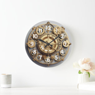 Redondo Grande Reloj de acrílico Faux Gear Works