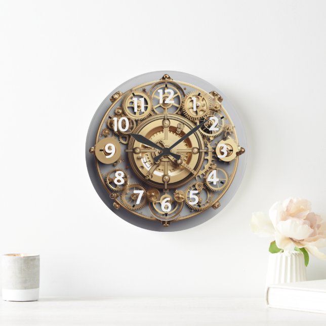 Redondo Grande Reloj de acrílico Faux Gear Works (Hogar)