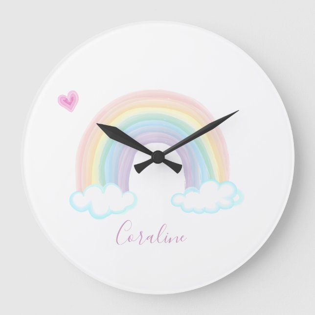 REDONDO GRANDE RELOJ DE ACUARELAS ARCOÍRIS PARA BEBÉ (Anverso)