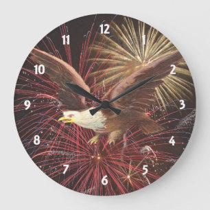 Redondo Grande Reloj de águila y fuegos artificiales