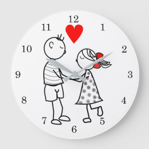 Redondo Grande Reloj de amor con pareja romántica linda - Pintura