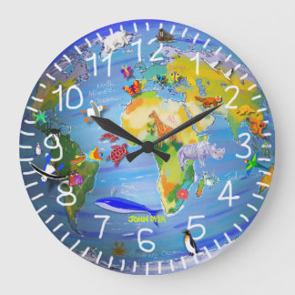 Redondo Grande Reloj de animales de planeta tierra - John Dyer