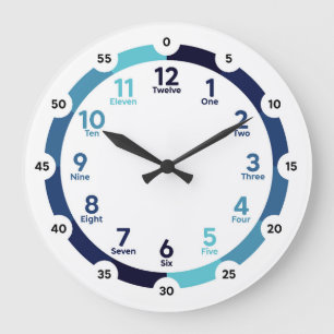 Redondo Grande Reloj de aprendizaje - Azul de medianoche